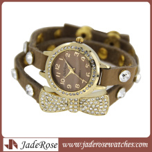 Leather Wrap Round Fashion Quartz Lady Watch